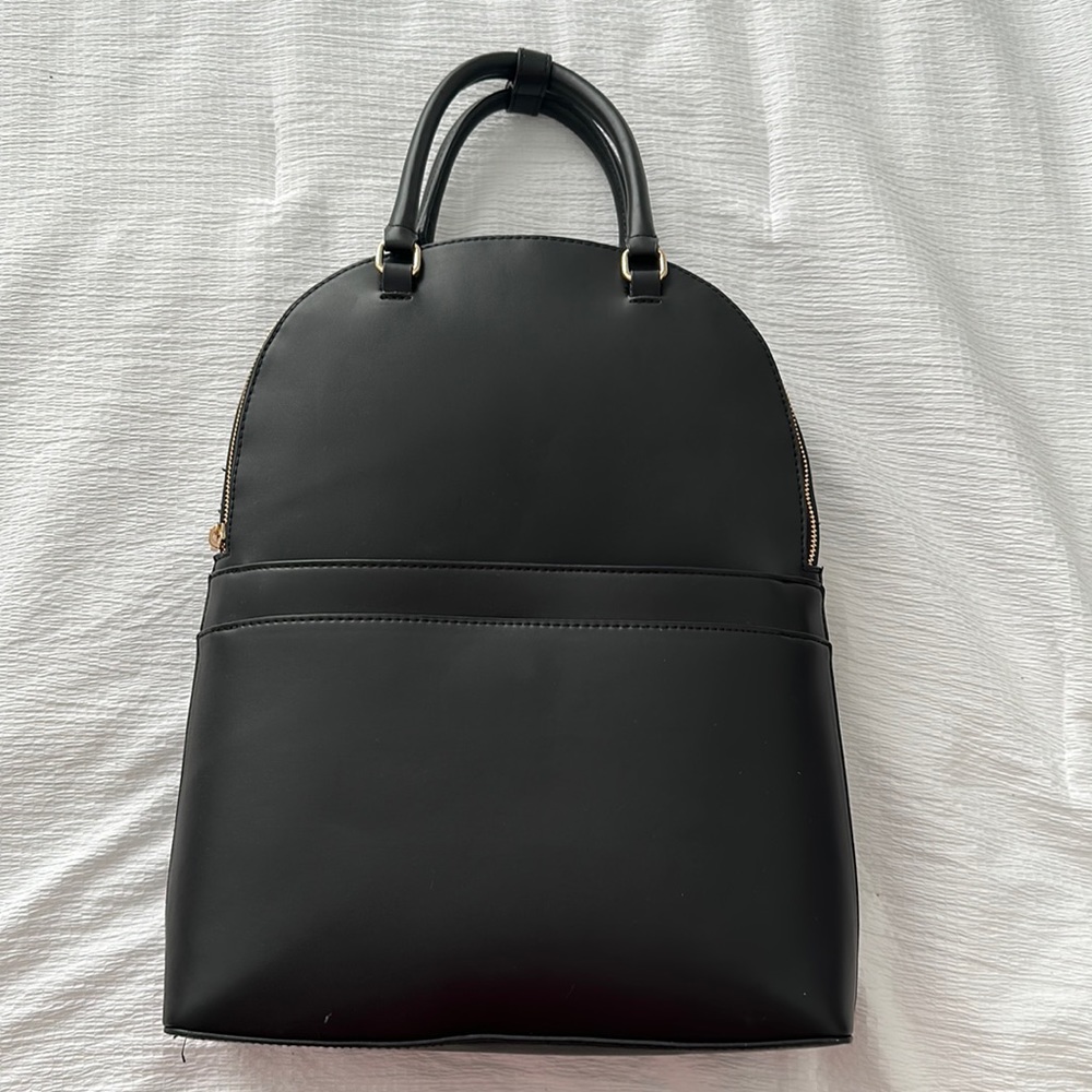Faux leather black backpack
